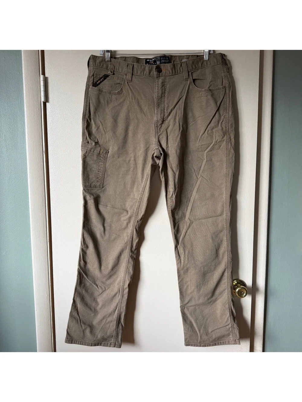 Ariat Rebar M4 Relaxed Straight Canvas Work Pants Field Khaki 40x34